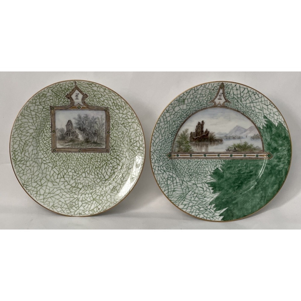 Two VERY UNIQUE Charles Field Haviland Limoges 1886 Decorative 8.25" Plates